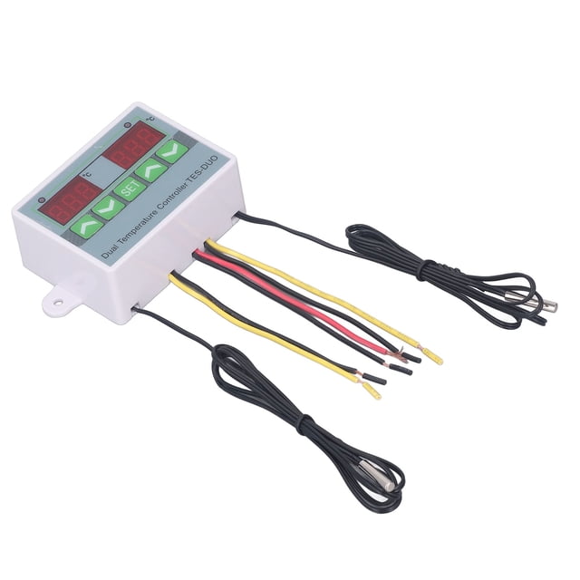 Contrôleur de Température Double Thermostat Numérique Étanche avec Stockage de Données pour Réfrigérateur Congélateur Chauffage Thermostat Module de Commande