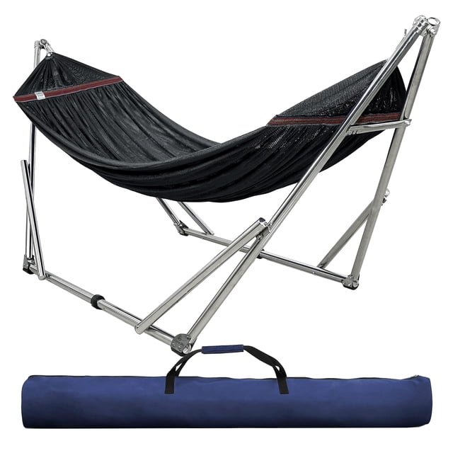 Tranquillo Universal 106" Double Hammock w/Adjustable Stand and Bag, Black