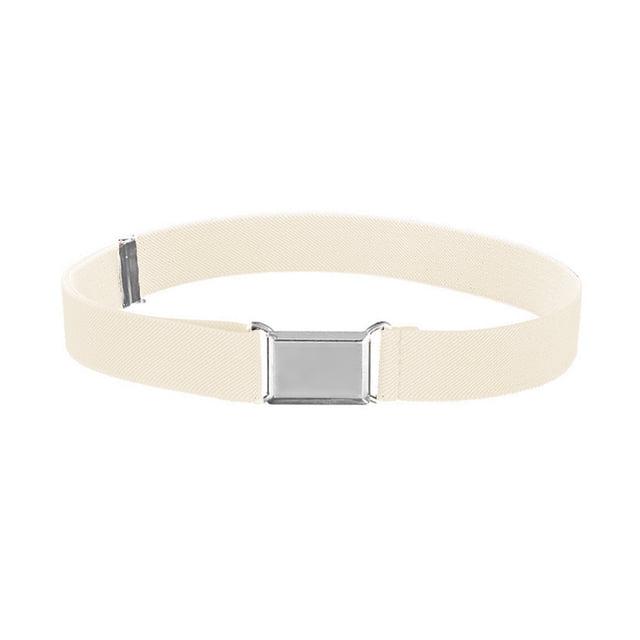 1 Ensemble Ceinture Élastique Simple pour Enfants Garçons Boucle Ajustable Taille Extensible Réutilisable Lavable Jeans Accessoires de Vêtements Blanc Crème