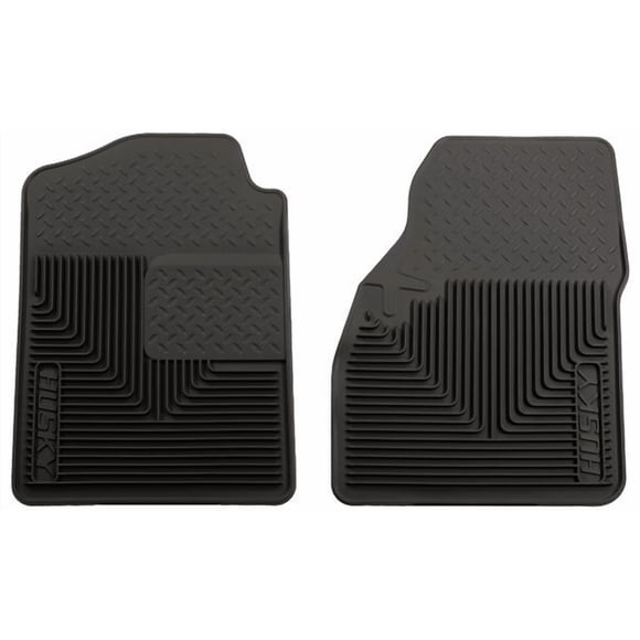 Husky Liner Floor Mat 51031 Heavy Duty Floor Mats; Direct-Fit; Diamond Tread With Thick Drivers Heel Pad; Black; Rubber; 2 Piece