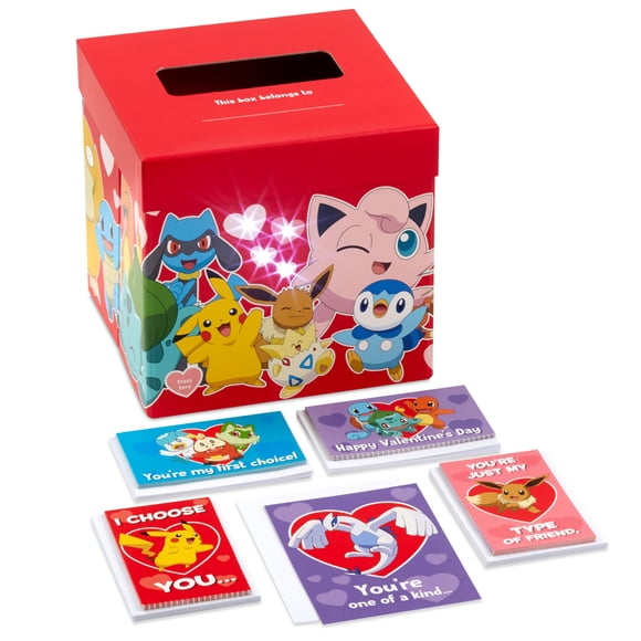 Hallmark Pokémon Valentine's Day Cards for Kids and Light Up Mailbox with Sound for Classroom Exchange
