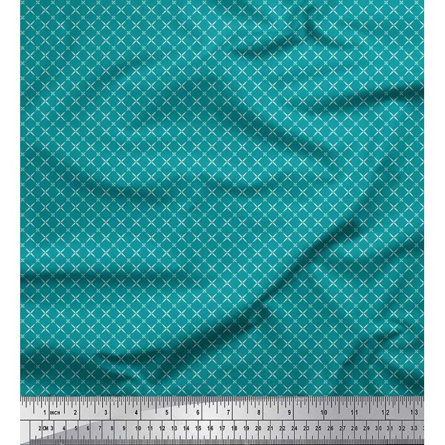 Soimoi Georgette Viscose Fabric Geometric Small Printed Craft Fabric by The Yard 42 Inch Wide