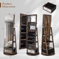 thumbnail image 3 of Gymax 360° Swivel Jewelry Armoire with Built-in LED Lights and Full Length Mirror, Rustic Brown, 3 of 9