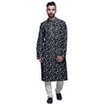 thumbnail image 2 of Atasi Kurta Imprimé pour Hommes Col Mandarin Popeline de Coton Kurta Chemise Décontractée, 2 of 7