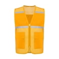 thumbnail image 1 of RUNQHUI Men Women Zipper High Visibility Reflective Safety Vest Construction Work Mesh Fabric Work Clothes Earthy Yellow 170, 1 of 5