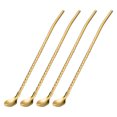thumbnail image 1 of Unique Bargains 4Pack 8.6' Stainless Steel Spoon Straws Reusable Twist Handle Spoon, Gold, 1 of 5