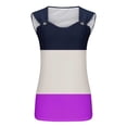 thumbnail image 4 of Mrat Débardeurs pour Femmes Amples Débardeurs pour Femmes Tendance Tunique à Col Rond Hauts Décontractés Sans Manches T-Shirts Graphiques à Rayures Camisoles Amples Blouses S-193 Violet G, 4 of 5