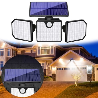 EGNMCR Outdoor Lights Patio Lights 230 LED 2200LM Led Solar Motion Sensor Light, Outdoor 3 Adjust-able Heads Security LED Light, IP65 solar wall light