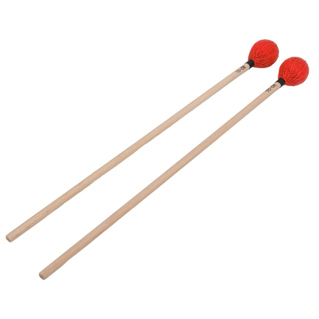 1 Pair Marimba Mallets Medium Hard Yarn Head with Maple Handle for Percussion Playing MQ‑06Red