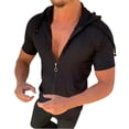 thumbnail image 2 of Dvkptbk Blouse à Capuche à Manches Courtes Décontractée et Tendance pour Homme, Blouse Ajustée à Manches Courtes, Hauts, Chemise, 2 of 5
