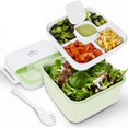 thumbnail image 1 of Huayishang Tableware Lunch Box For Kids Adults 1100 Ml Lunch Box Container With 2 Floors 3 Compartments Leak Proof Container 2 In 1 Spoon Fork Ideal Box For School, 1 of 9