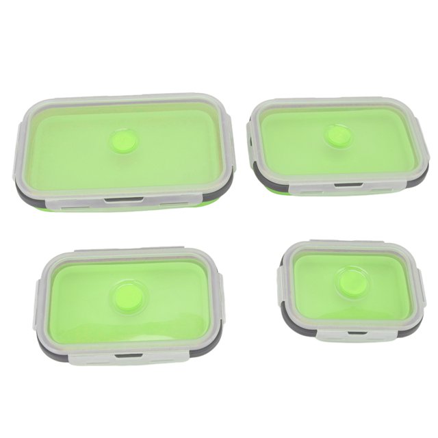 Récipient à Repas Pliable, 4pcs Rétractable pour le Déjeuner Flexible Coffre-Fort pour Bureau Rose, Vert, Rose Rouge