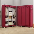 thumbnail image 2 of Red Dustproof Closet Wardrobe Multifunctional Fabric Storage Cabinet Assembly Organizer For Home Bedroom Portable Space Saving Storage Solution Easy Setup H-18 Red, 2 of 6