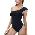 thumbnail image 1 of Cameland Women's Ruffle One Piece Swimsuit One Shoulder Bathing Suits Ladies Monokini Swimwear, 1 of 7