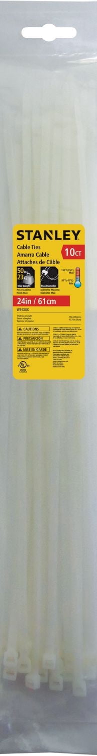 Stanley 10ct 24 Po. Attaches de câble blanches
