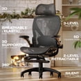 thumbnail image 3 of Ergonomic Office Chair with Footrest  Big and Tall Home Desk Chair with Flip-Up Arms  Adjustable Adaptive Lumbar Support  Back Rolling Computer Chair  Swivel Gaming Mesh Chairs, 3 of 9