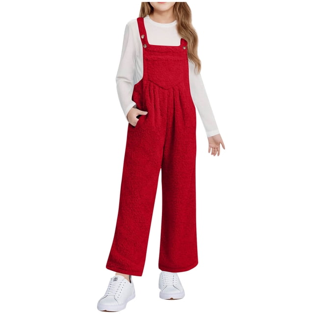 Combinaison Sans Manches en Molleton pour Filles avec Camisole Intégrée et Poches pour 5 à 14 Ans, pour l'Automne et l'Hiver