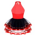 thumbnail image 2 of Oyolan Robe Justaucorps de Danse de Ballet Métallisée à Paillettes Scintillantes pour Filles Enfants avec Jupes Tutu en Maille Robes de Performance Rouge 16, 2 of 6