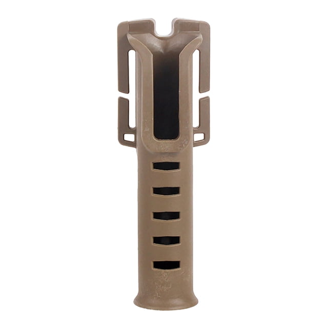 Pisexur Belt Rod Holder Portable Pole Inserter Fishing Rod Multi-function Quick Rod Rack in a brown resin material with a PVC rubber coating. The holder features a vertical slot design with multiple openings for secure rod placement and attachment points for belts or vests. Ideal for hands-free fishing and preventing rods from falling or moving.