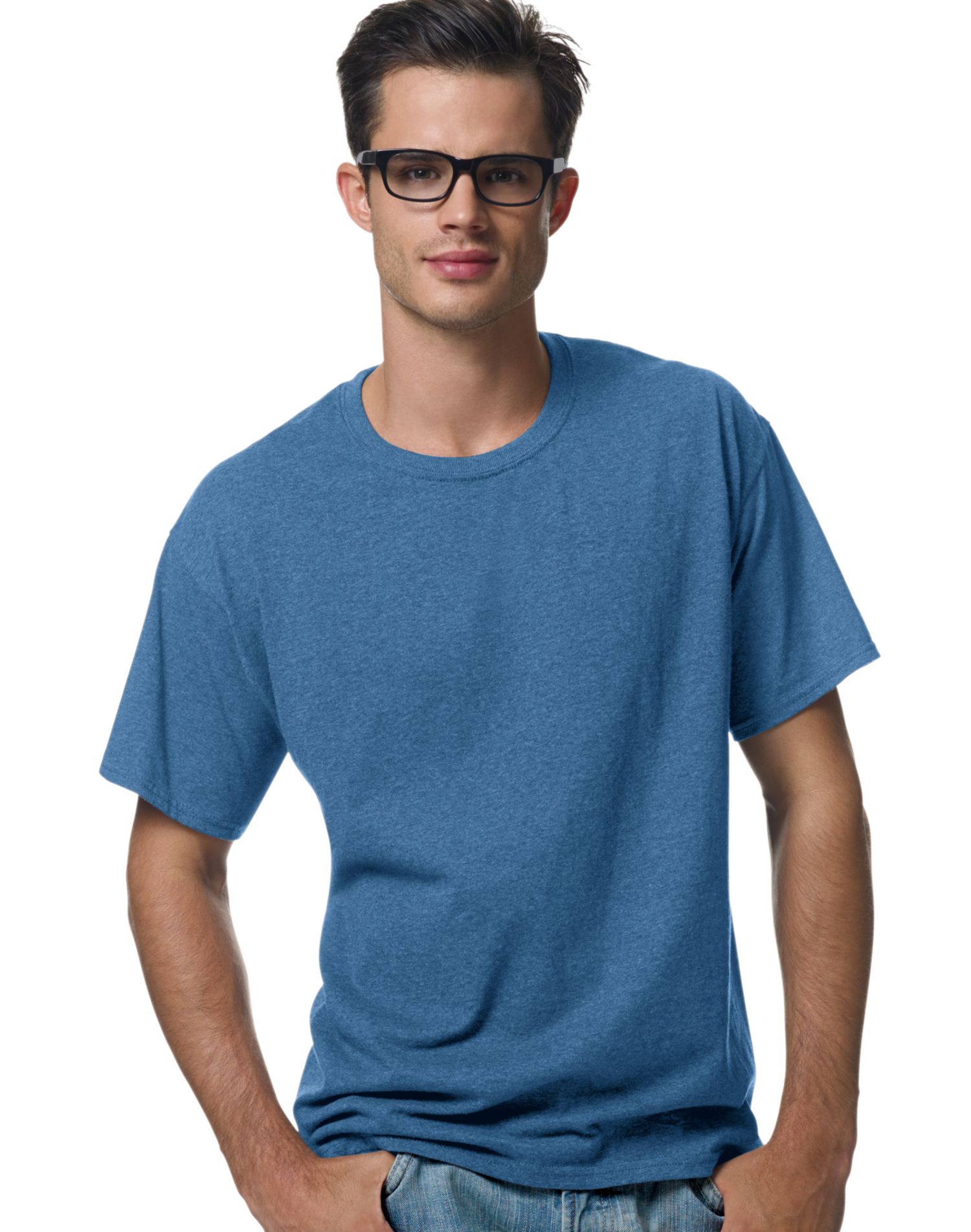 Hanes ComfortBlend EcoSmart Men`s Crewneck T-Shirt, S, Heather Blue