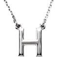 thumbnail image 1 of Precious Stars Unisex Sterling Silver Block Font H Initial Necklace, 1 of 2