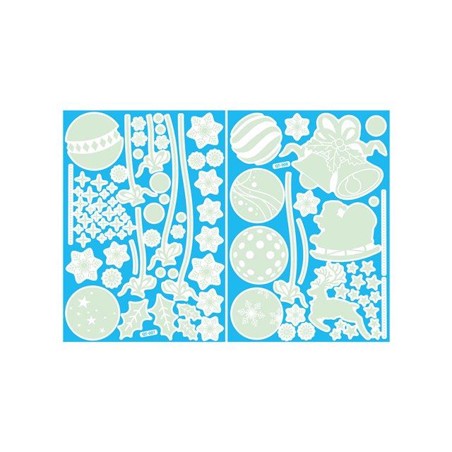 Christmas Window Stickers Light Up In The Dark Snowflake Design 30 cm x 20 cm PVC Reusable Electrostatic Adhesive Decorations