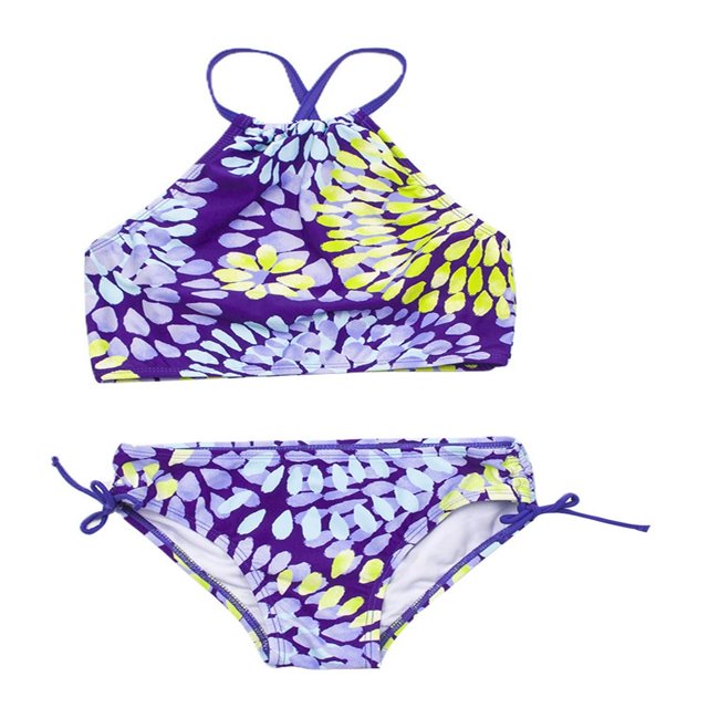 2Pcs Kids Girl Tie Dye Bikini Set Fish Scale Ruffle Halter Swimsuit Toddler One Shoulder Bathing Suit Summer Outfits Set