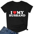 thumbnail image 4 of LUOGENLI T-shirts pour Femme pour Femmes Femmes Amusant Imprimé de Lettres J'aime Mon Mari Mode Décontractée Manches Courtes Col Rond T-Shirt T-shirts pour Femmes T-Shirt Graphique Drôle Fête de la Saint-Patrick Noir TG, 4 of 5