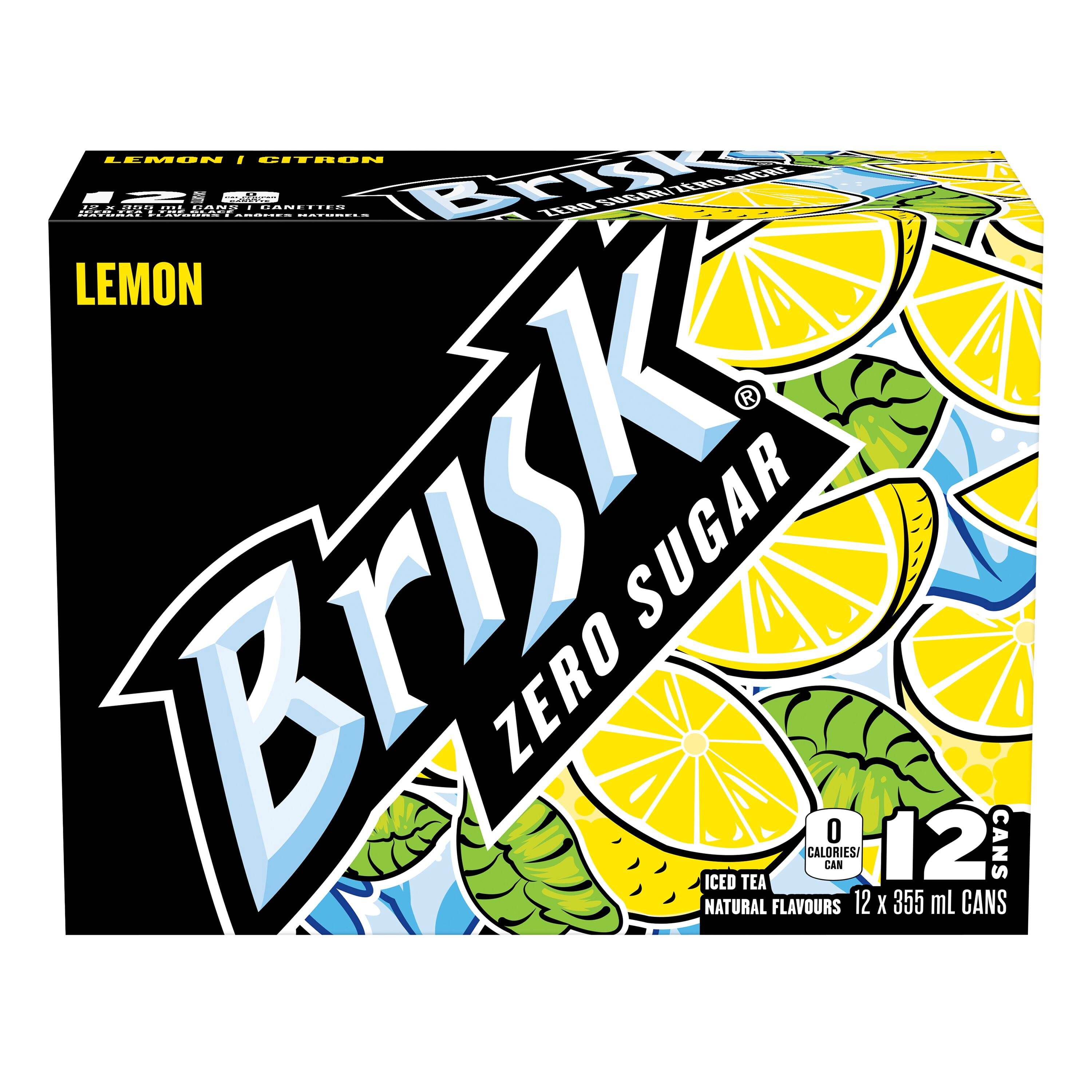 Brisk Zero Sugar Lemon Iced Tea 12x355ml, Cans
