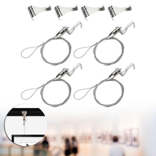 Elodie 4 Pieces Picture Rail Hanging System DIY Handcraft Adjustable Hooks Sturdy Frame 0.5 m