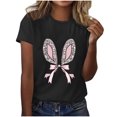 thumbnail image 3 of Plebaso T-Shirts Graphiques de Pâques pour Femmes à Manches Courtes, T-Shirts Imprimés pour Femmes, Décontractés, Amples, d'Extérieur, Hauts Basiques, 3 of 4
