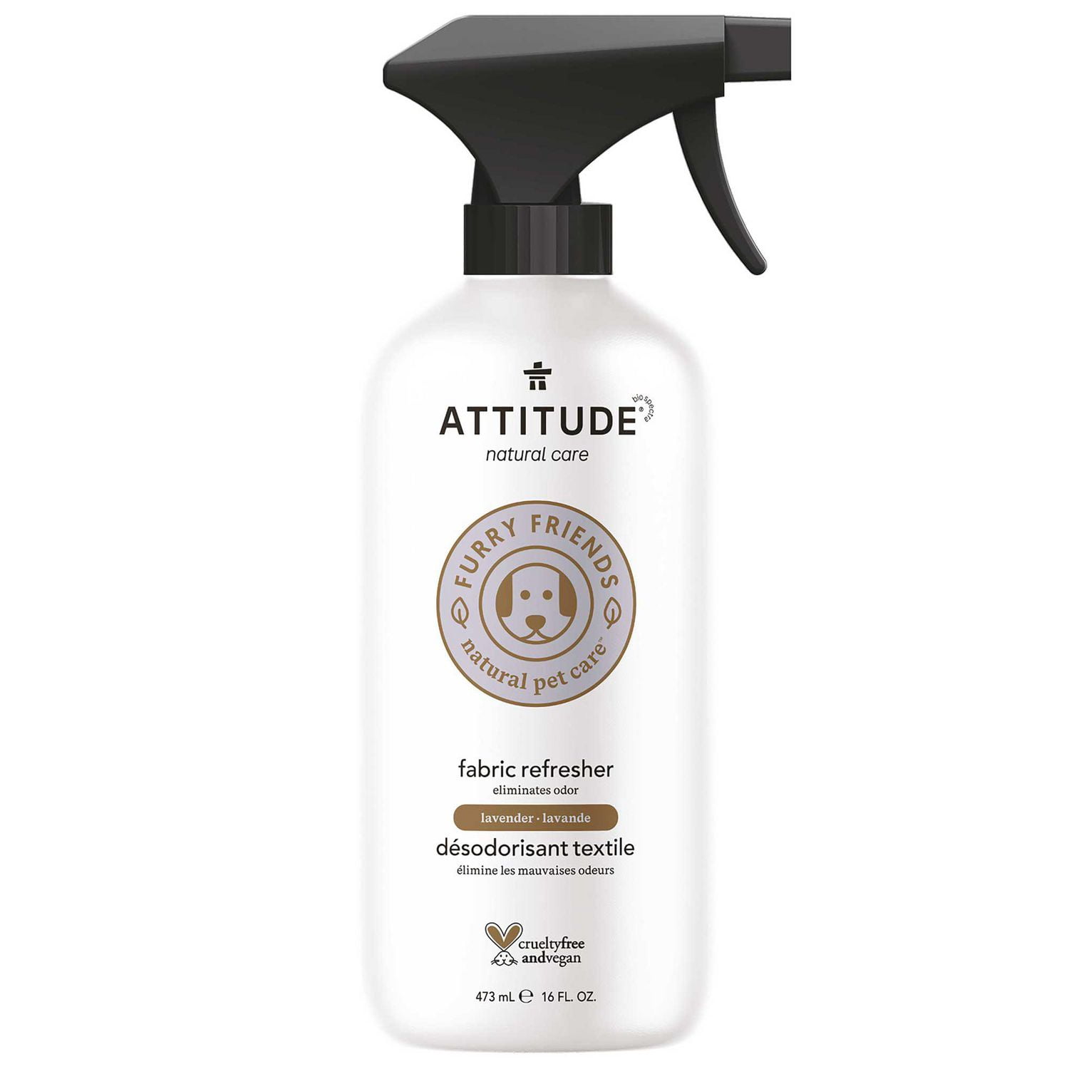 ATTITUDE Amis Poilus, Désodorisant Textile, Lavande, Produits de Nettoyage pour Animaux de Compagnie, Produits de Nettoyage pour Chiens, 2L