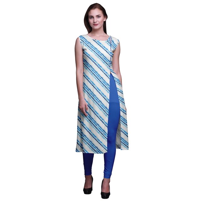 Bimba Printed Side Slit Straight KurtisForWomen Sleeveless Summer Kurta