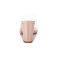 thumbnail image 2 of BLISSFUL STEP Women's Clear Point Toe High Block Heel Mules Slides Sandals Nude 7, 2 of 8