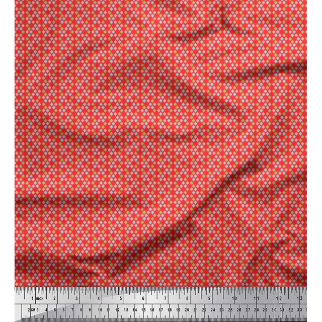 Soimoi Polyester Crepe Fabric Geometric Small Print Fabric by Yard 52 Inch Wide