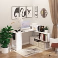 thumbnail image 2 of HOMCOM 55" L-Shaped Desk 360° Rotating Corner Computer Desk for Home Office, 2 of 10