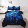 thumbnail image 1 of Erosebridal Ensembles de Couette Guitare Électrique Format Simple, Couettes et Duvets Thème Musique, Noir Bleu Marine, Réversible 2 Pcs, 1 of 7