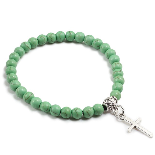 VONKY Unisex Cross Pendant Bracelets For Fashion Forward Individuals Lightweight Gift turquoise 1Set