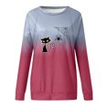 thumbnail image 2 of Nouveaux Hauts pour Femmes 2023 en Solde Mode Dames Halloween Drôle Imprimé Araignée Dégradé Couleur Chandail en Molleton Col Rond Manches Longues Costumes d'Halloween pour Femmes, 2 of 8