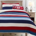 thumbnail image 4 of Cozy Line Home Fashions Aaron Ensemble de Courtepointe de Literie, Rayé Nautique Bleu Marine Rouge Blanc Cassé 100 % Coton Couvre-Lit Réversible Couvre-Lit Ensemble de Literie (National Stripe, Simple - 2 Pcs), 4 of 4