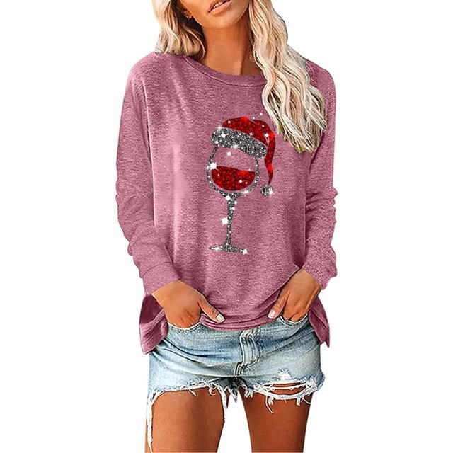 Hauts pour Femmes à Manches Longues Mode Décontractée pour Femmes Chandail en Molleton de Noël à Manches Longues Hauts Blouse à Manches Longues pour Femmes Chandails en Molleton de Noël Amusants pour Femmes Blouses à Manches Longues pour Femmes