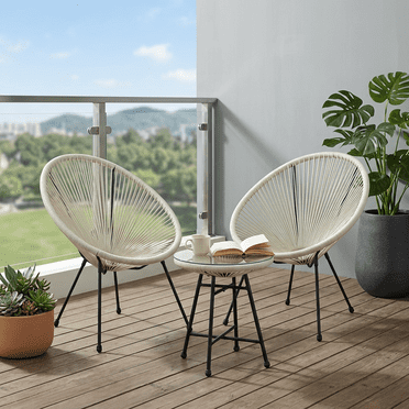 Velago Acapulco Modern 3pc Steel Patio Bistro Set, White