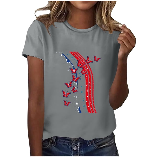 LUOGENLI T-shirts pour Femme pour Femmes T-Shirt pour Femme Col Rond Haut Imprimé T-Shirt pour Femme T-shirts à Manches Courtes pour Femmes T-Shirt Graphique Fête de la Saint-Patrick Gris TTG