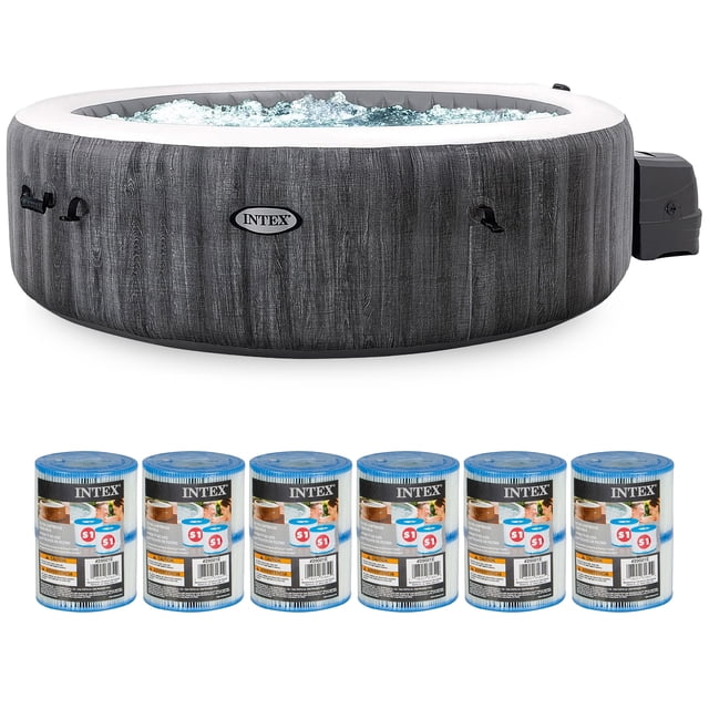 Intex PureSpa Plus Spa Gonflable et Cartouches de Filtre Type S1 (Lot de 12)