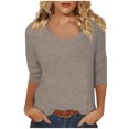 thumbnail image 1 of 2025 Ensemble Décontracté Uni pour Femmes Chemise pour Femmes Imprimé Couleur Col Roulé Bas T-Shirt pour Femmes Coupe Manches 3/4 T Manches Longues Polyester T-Shirt Femmes Chemise Haut, 1 of 7