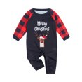 thumbnail image 3 of Diconna Ensemble de Pyjamas de Noël pour la Famille Imprimé Lettre Manches Longues Col Rond Hauts Pantalon à Carreaux, 3 of 9