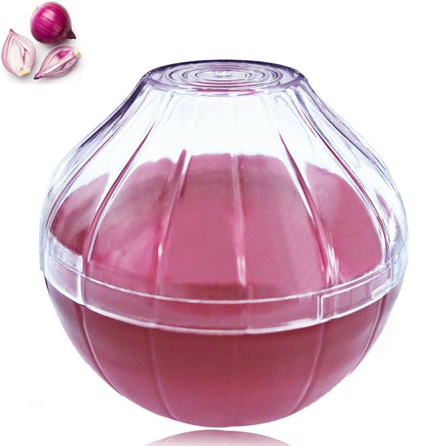 CHOK Onion Garlic Keeper Set Clear Lid Reusable Refrigerator Food Shape Container Saver for Full Leftover Onion Garlic