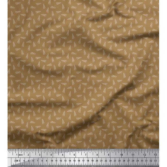 Soimoi Rayon Crepe Fabric Guitar Musical Instrument Fabric Prints by Yard 46 Inch Wide