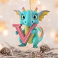 thumbnail image 4 of Fridja Personalized Dinosaur Christmas Ornament 26 Letters Hanging Pendant Ornaments 2024 Plastic Initial Monogram Xmas Tree Decorations with Hanging Rope Unique Customized Fun Gift for Kids (V), 4 of 4