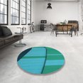 thumbnail image 3 of Ahgly Company Indoor Round Patterned Dark Turquoise Green Area Rugs, 6' Round, 3 of 6